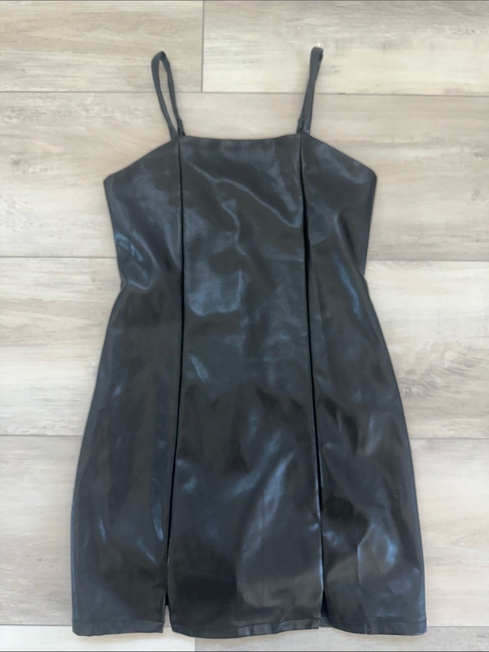 Art Class kids Black Faux Leather Spaghetti-Strap Dress size 10
